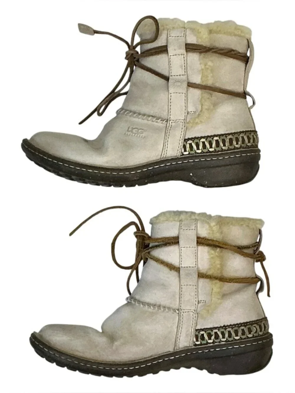 UGG Australia Ankle Boots Womens Cove Suede Leather 5178 Beige Cream US size 9